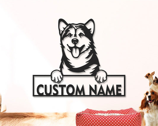 Alaskan Malamute Metal Wall Art | Custom Malamute Dog Name Sign | Personalized Mally Dog Decor | Gift for Dog Mom Dog Dad